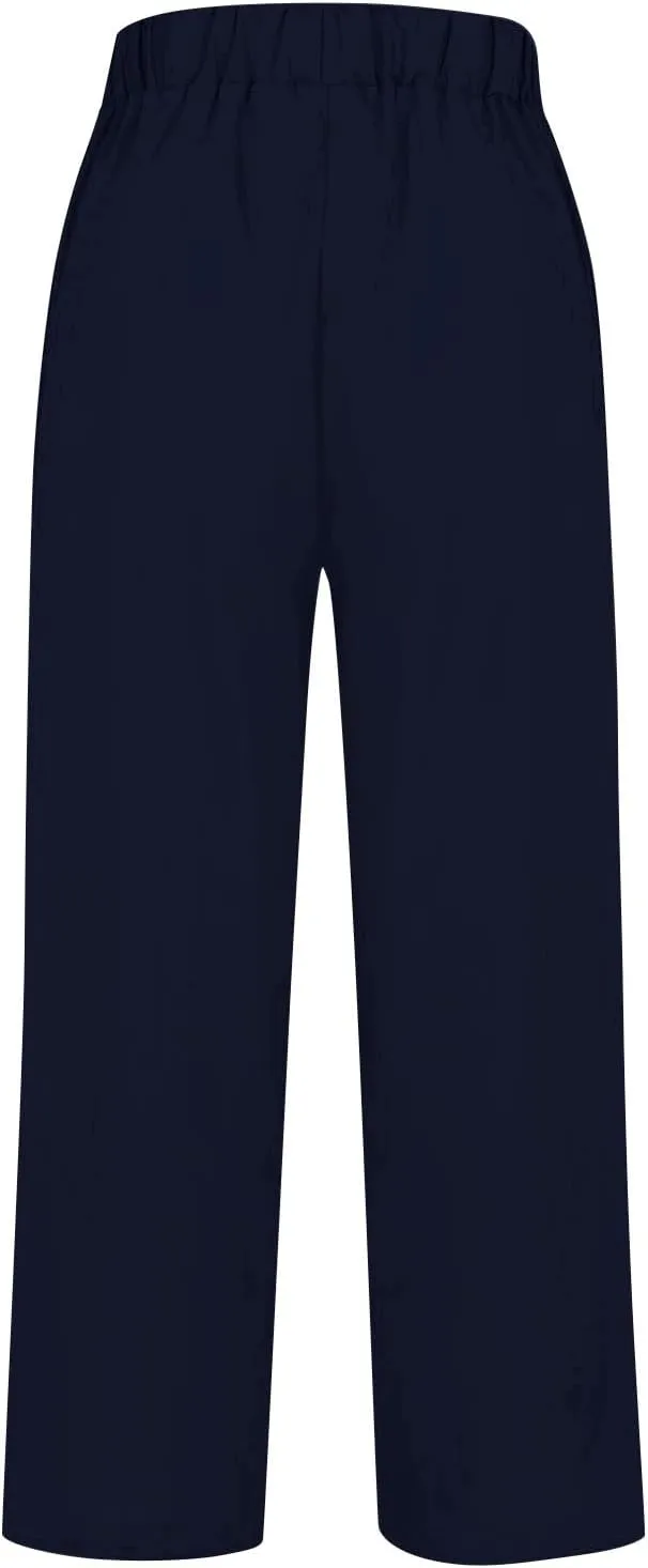 Womens Wide Leg Pants Fashionable Simple Casual Loose Pants Drawstring Loose Fit Summer Trousers Long Linen