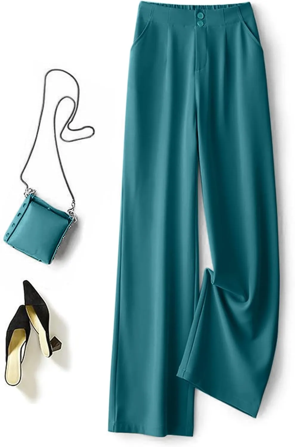 Womens Wide Leg Trousers Cotton Linen High Waisted Straight Leg Pants Summer Casual Baggy Trousers for Daily Pants