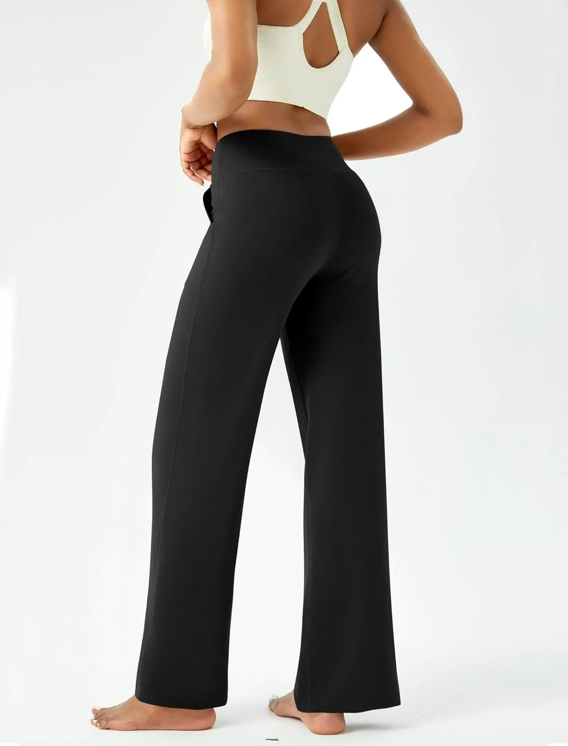 Womens Wide Leg Yoga Pants Casual Work Dress Pants Lounge Sweatpants High Waist Comfy Loose Trousers with Pockets