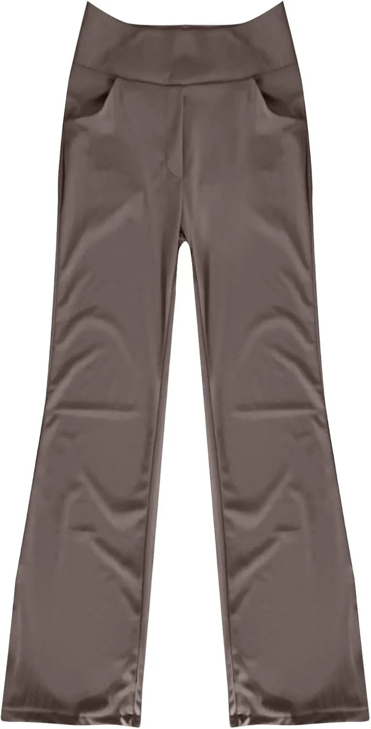 Womens Wide Leg Yoga Pants Casual Work Dress Pants Loungewear Sweatpant High Waist Comfy Loose Trousers with Pockets