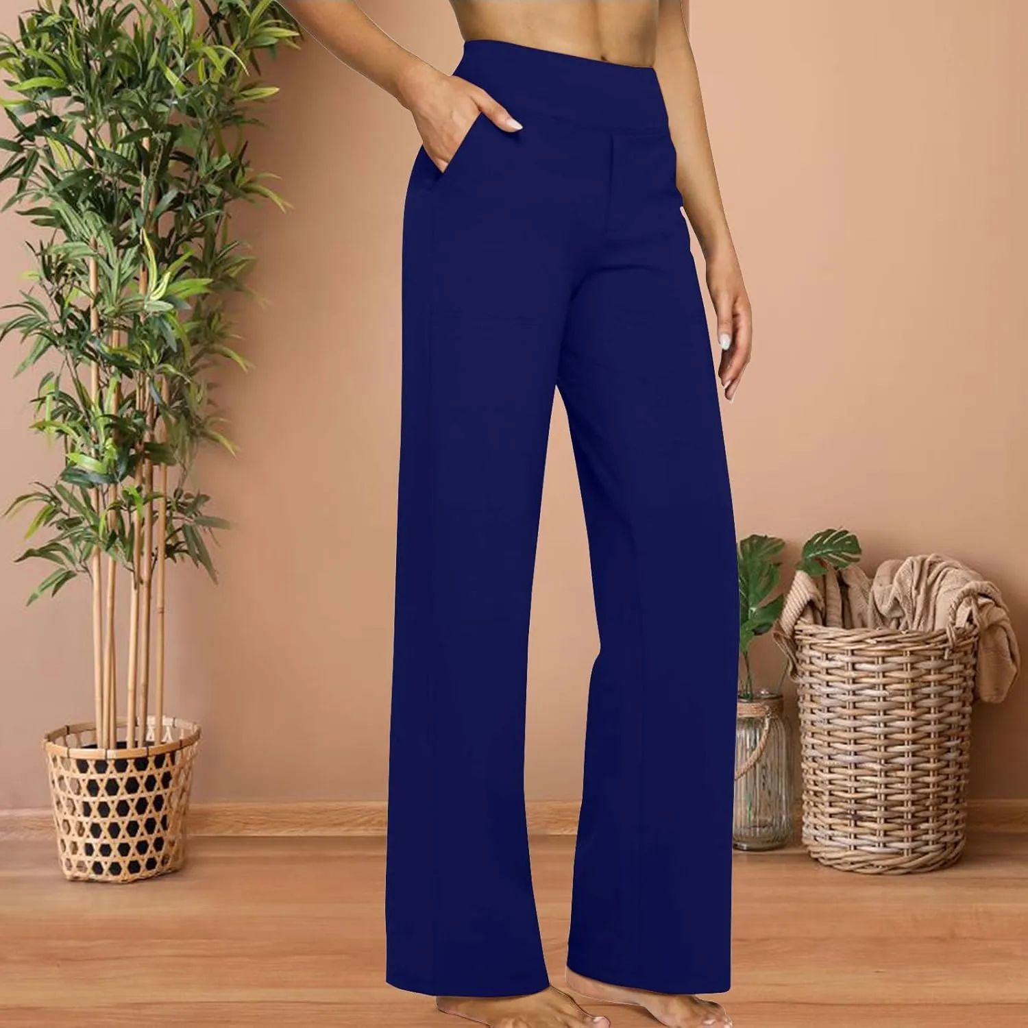 Womens Wide Leg Yoga Pants Casual Work Dress Pants Loungewear Sweatpant High Waist Comfy Loose Trousers with Pockets