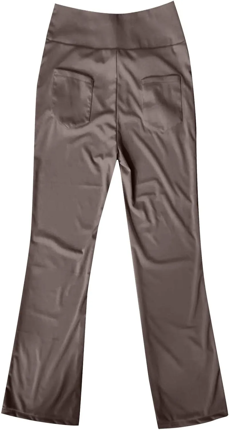 Womens Wide Leg Yoga Pants Casual Work Dress Pants Loungewear Sweatpant High Waist Comfy Loose Trousers with Pockets