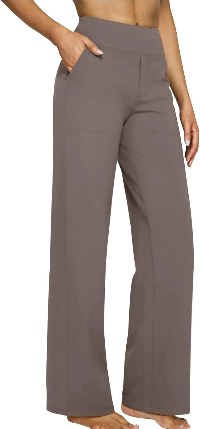Womens Wide Leg Yoga Pants Casual Work Dress Pants Loungewear Sweatpant High Waist Comfy Loose Trousers with Pockets