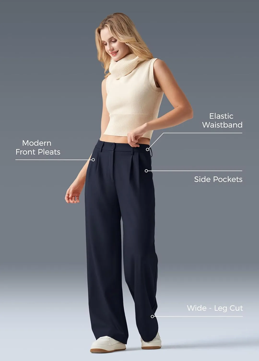 Women's Work Pants Wide Leg 2025 Dress Pants Casual Slacks Office Pants High Waisted with Pockets 28"/30"/32"