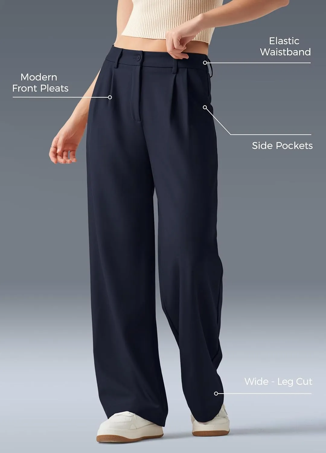 Women's Work Pants Wide Leg 2025 Dress Pants Casual Slacks Office Pants High Waisted with Pockets 28"/30"/32"