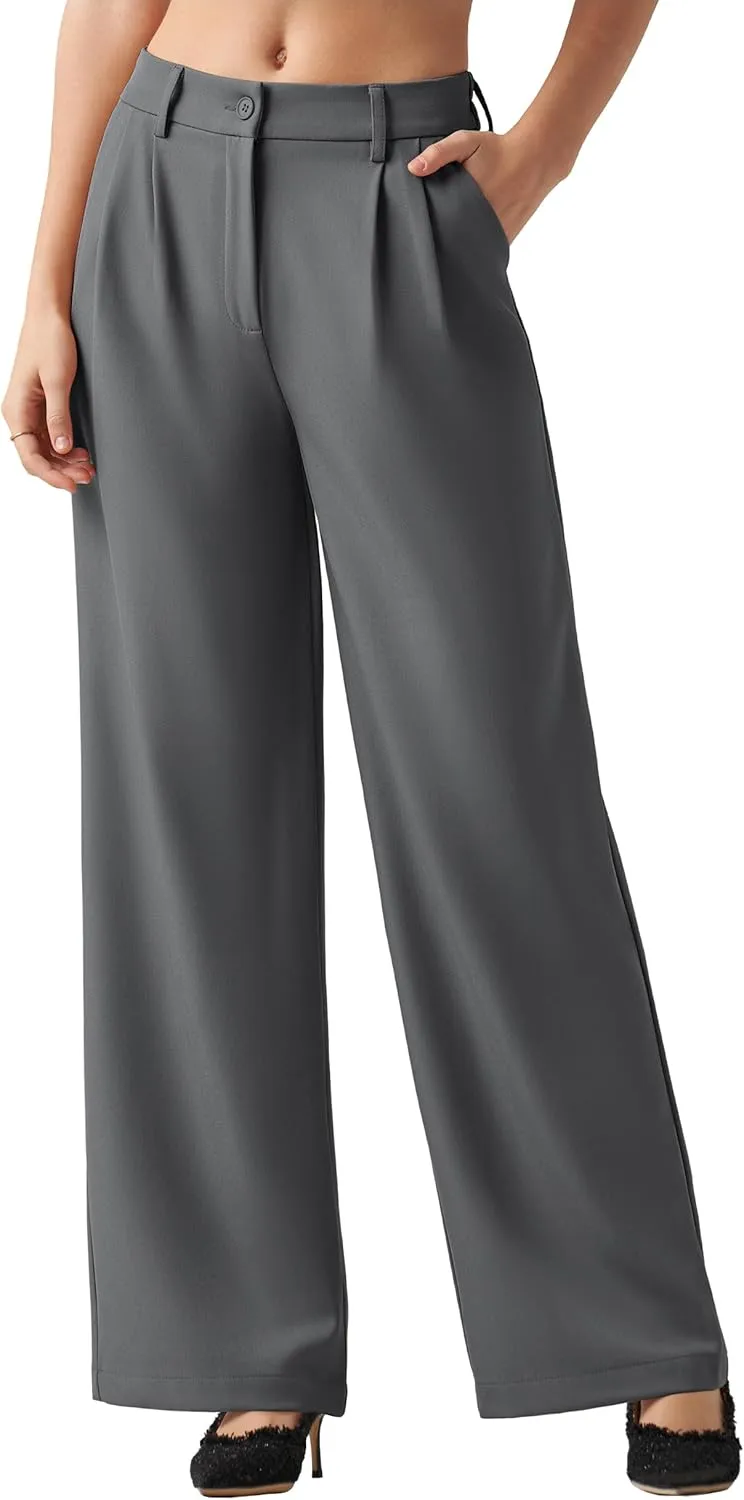 Women's Work Pants Wide Leg 2025 Dress Pants Casual Slacks Office Pants High Waisted with Pockets 28"/30"/32"