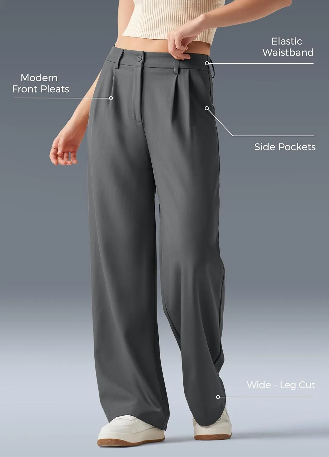 Women's Work Pants Wide Leg 2025 Dress Pants Casual Slacks Office Pants High Waisted with Pockets 28"/30"/32"