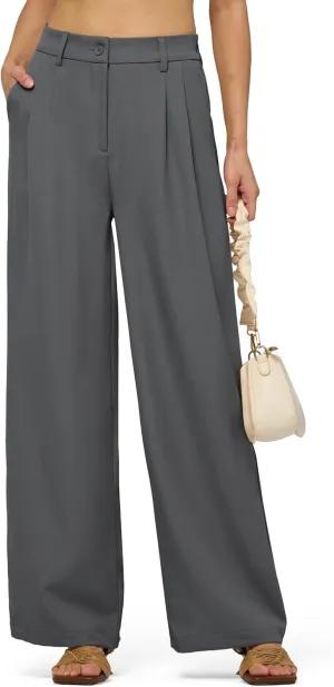 Women's Work Pants Wide Leg 2025 Dress Pants Casual Slacks Office Pants High Waisted with Pockets 28"/30"/32"