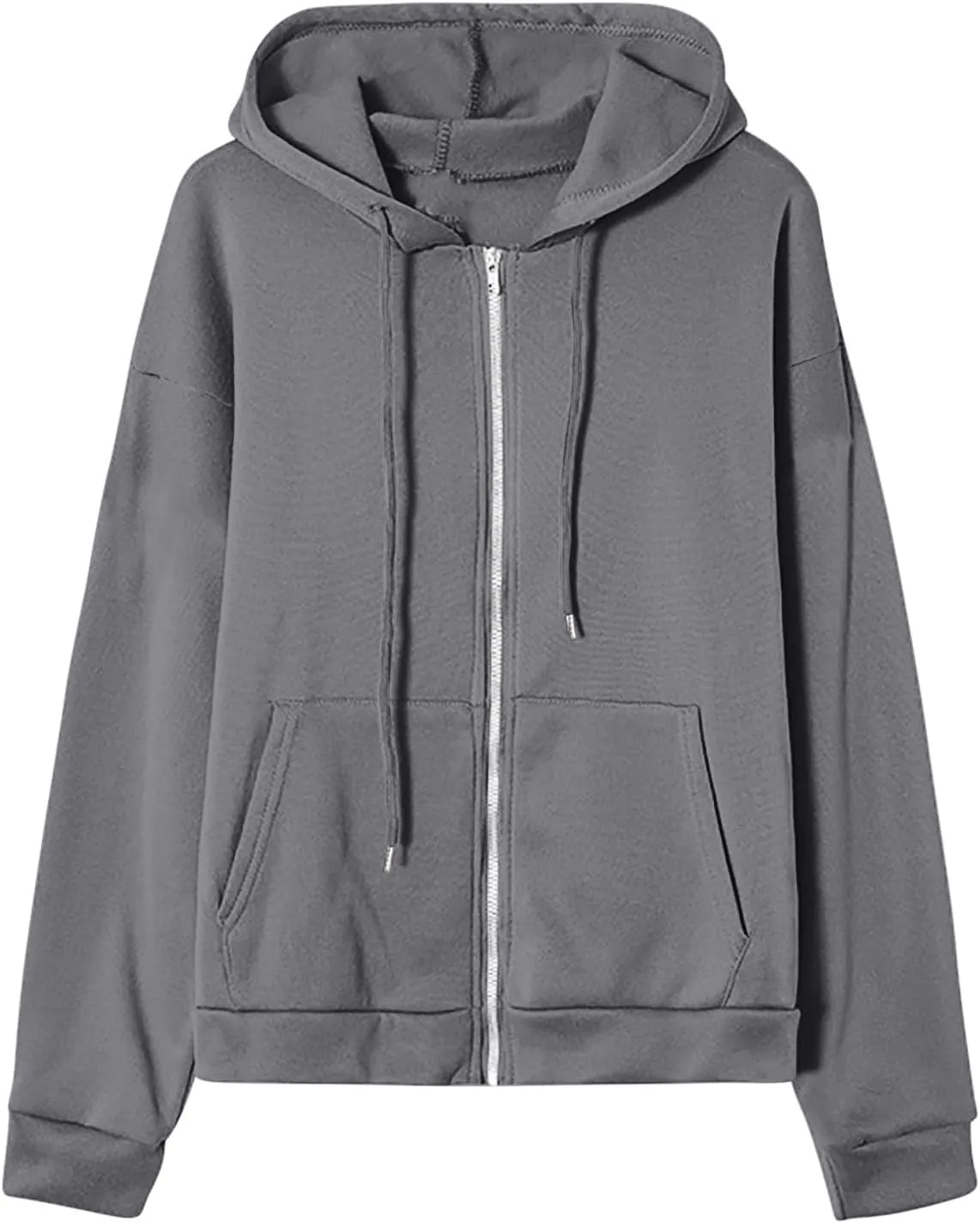 Women's Zip Up Fleece Sweatshirt Long Sleeve Fashion Pullover Hoodies Y2K Jacket with Pockets 2024 Fall Clothes