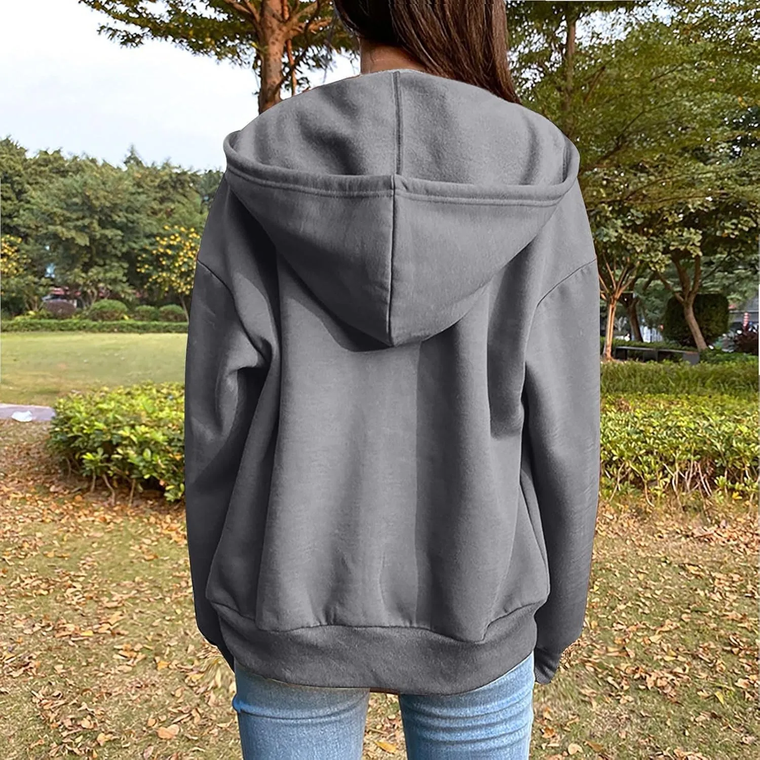 Women's Zip Up Fleece Sweatshirt Long Sleeve Fashion Pullover Hoodies Y2K Jacket with Pockets 2024 Fall Clothes