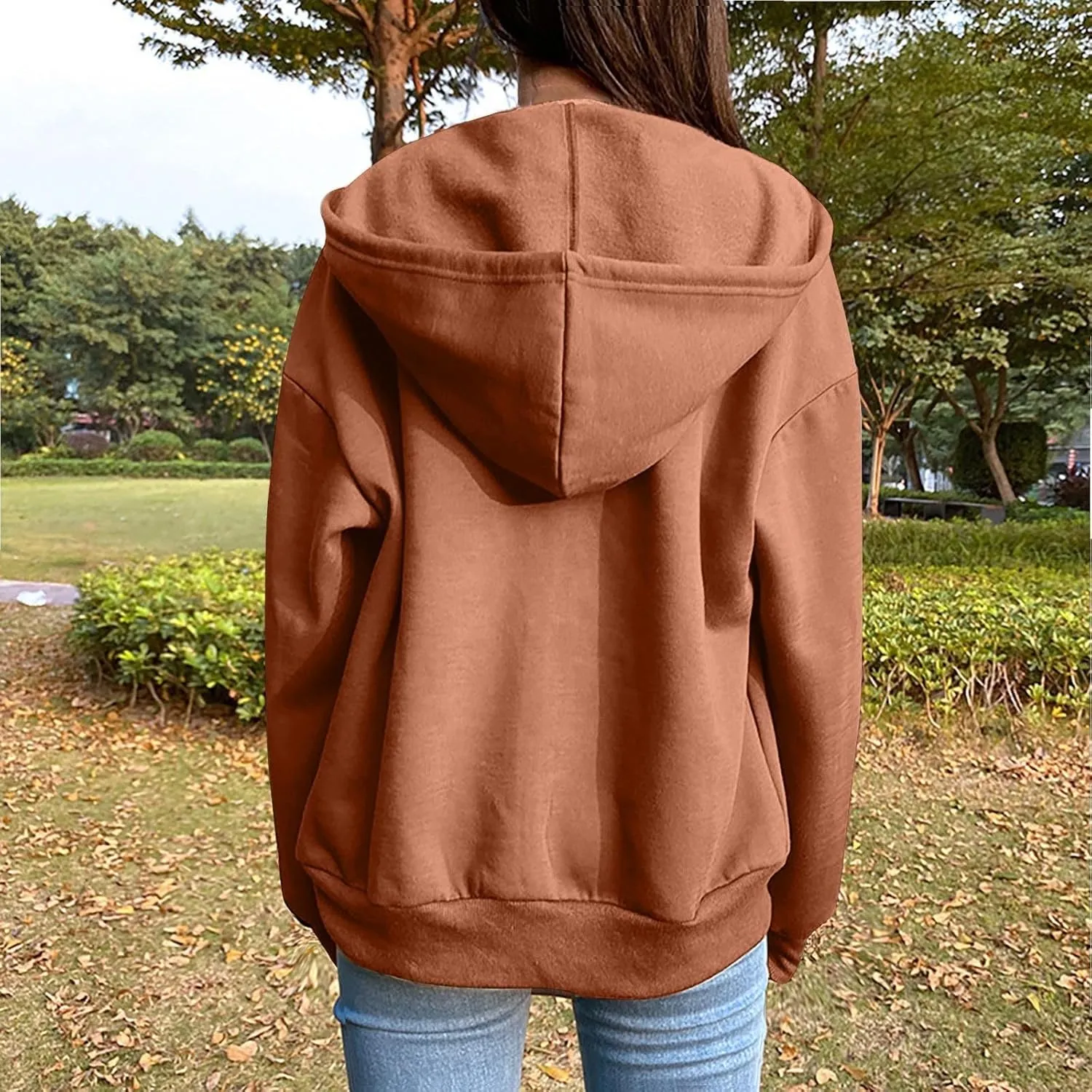 Women's Zip Up Fleece Sweatshirt Long Sleeve Fashion Pullover Hoodies Y2K Jacket with Pockets 2024 Fall Clothes