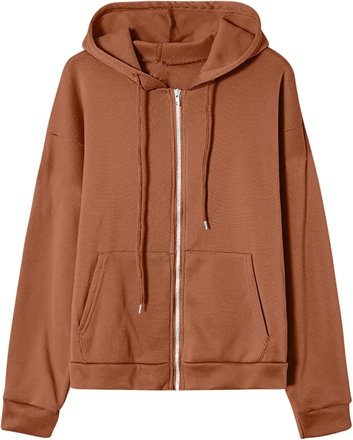 Women's Zip Up Fleece Sweatshirt Long Sleeve Fashion Pullover Hoodies Y2K Jacket with Pockets 2024 Fall Clothes
