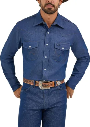 Wrangler Men's Cowboy Cut Western Long Sleeve Snap Work Shirt Firm Finish