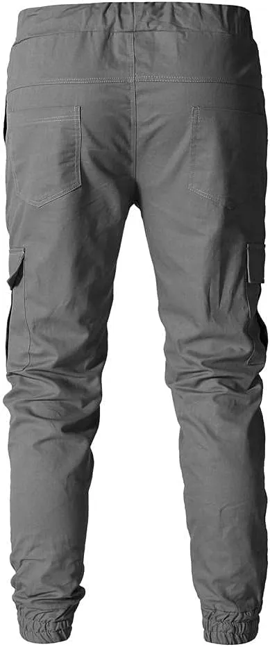 WUAI Mens Hiking Cargo Pants Slim Fit Stretch Outdoors Jogger Sweatpants Casual Elastic Waist Chino Lounge Trousers