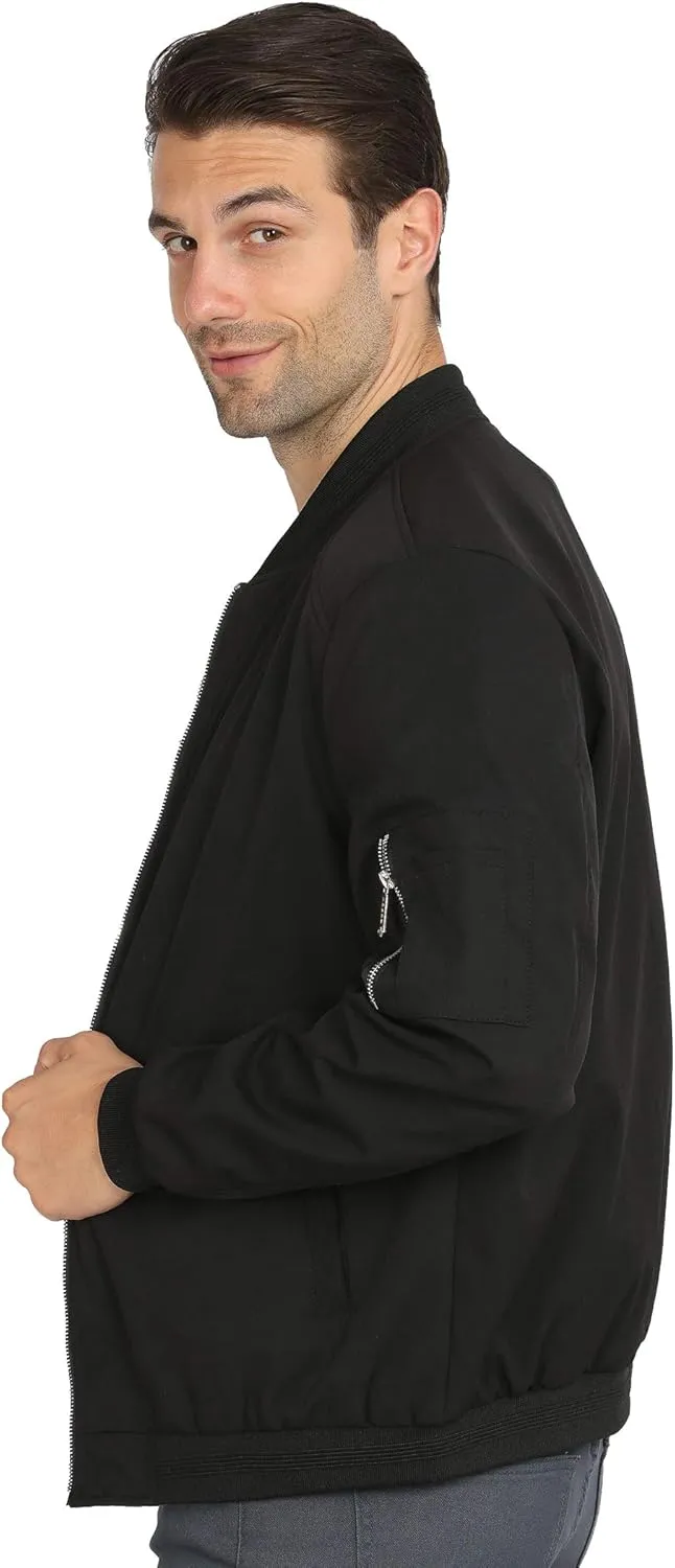 WULFUL Mens Casual Lightweight Jacket Softshell Flight Bomber Jacket Varsity Windbreaker