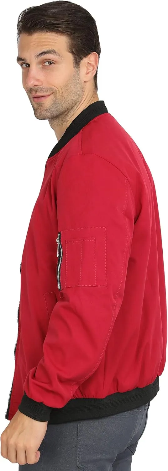 WULFUL Mens Casual Lightweight Jacket Softshell Flight Bomber Jacket Varsity Windbreaker
