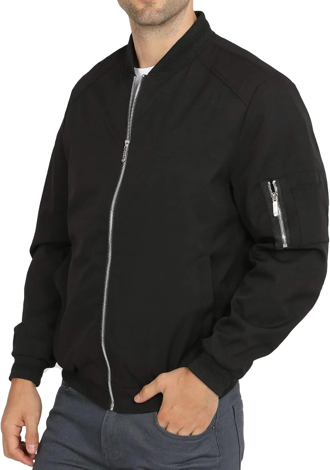 WULFUL Mens Casual Lightweight Jacket Softshell Flight Bomber Jacket Varsity Windbreaker