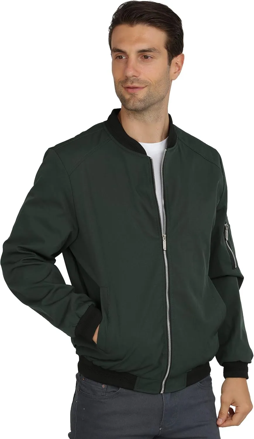WULFUL Mens Casual Lightweight Jacket Softshell Flight Bomber Jacket Varsity Windbreaker