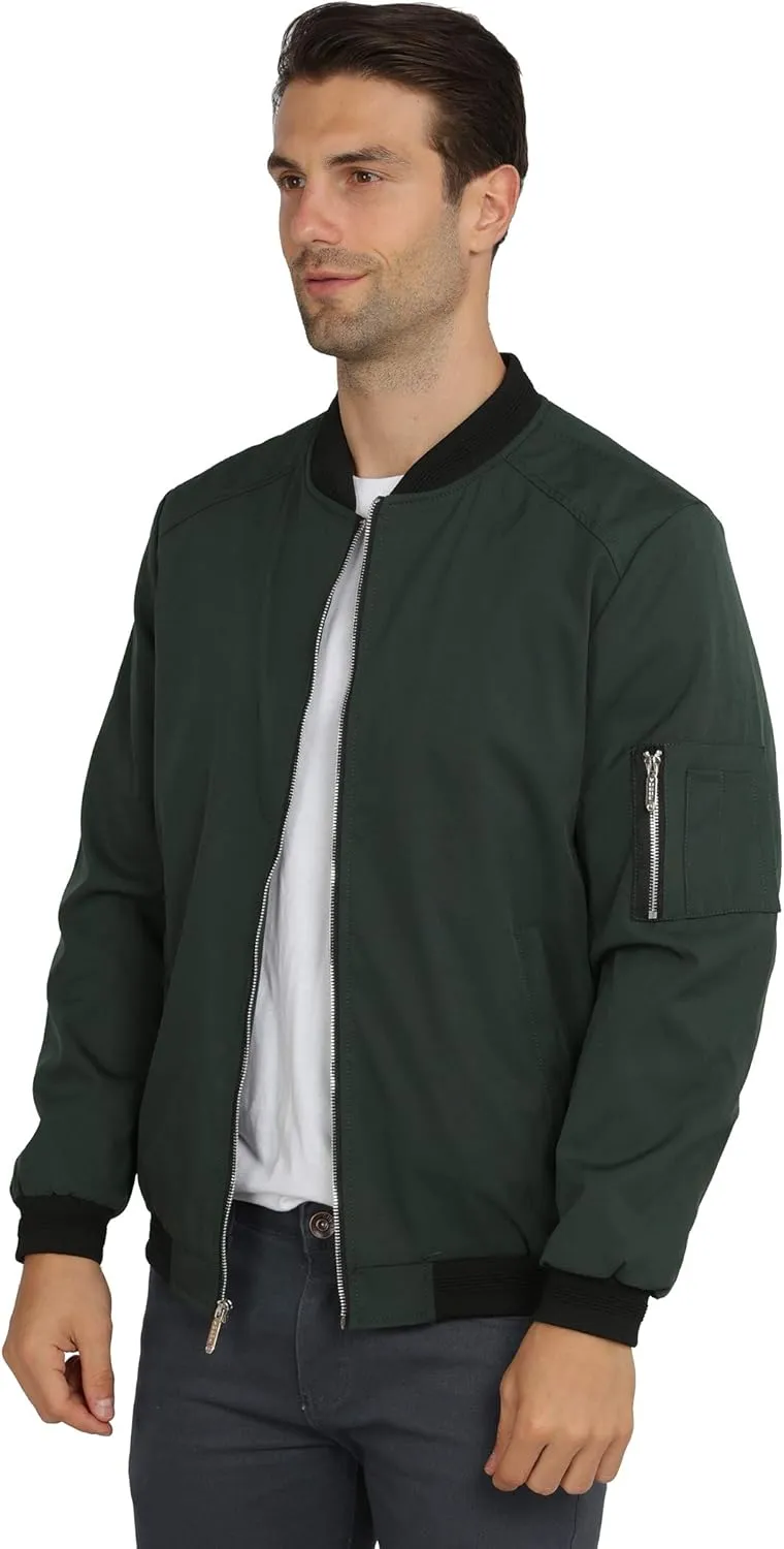 WULFUL Mens Casual Lightweight Jacket Softshell Flight Bomber Jacket Varsity Windbreaker