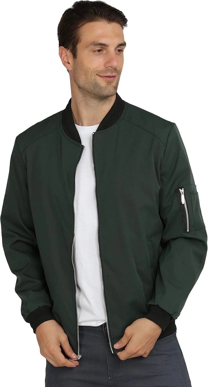 WULFUL Mens Casual Lightweight Jacket Softshell Flight Bomber Jacket Varsity Windbreaker