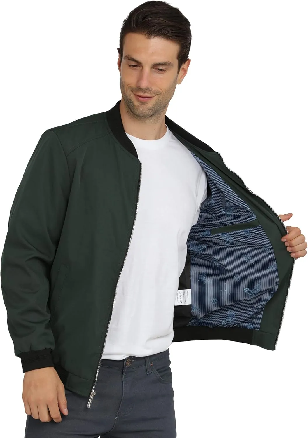 WULFUL Mens Casual Lightweight Jacket Softshell Flight Bomber Jacket Varsity Windbreaker