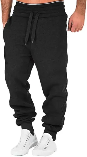 XUETON Men Cargo Jogger Sweatpants Elastic Waist Slim Fit Athletic Jogger Workout Track Pants Drawstring Khaki Chinos Trouser(Black,Medium)