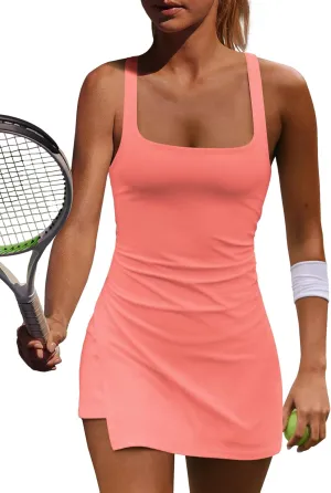 Yanekop Womens Tennis Dress with Built in Shorts Golf Dress Athletic Outfits Yoga Active Workout Dresses