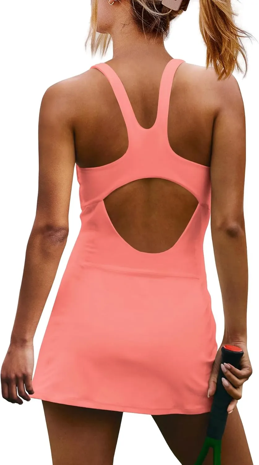 Yanekop Womens Tennis Dress with Built in Shorts Golf Dress Athletic Outfits Yoga Active Workout Dresses