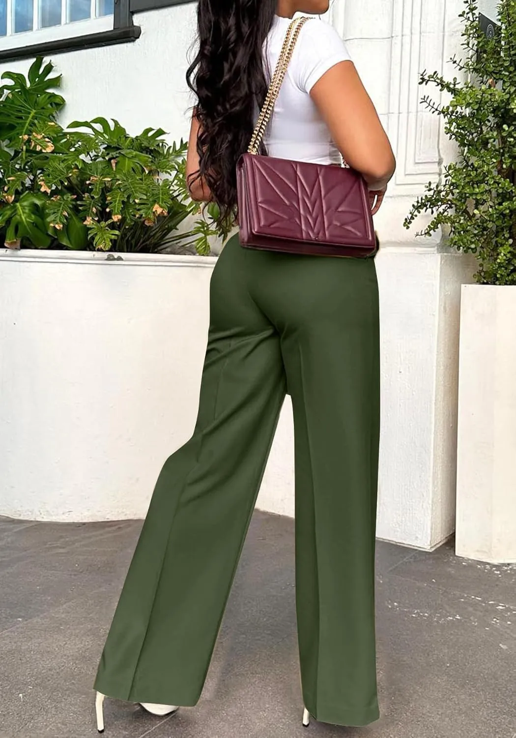 YOOTIKO Womens Wide Leg Dress Pants High Waisted Straight Leg Slacks Business Casual Work Trousers
