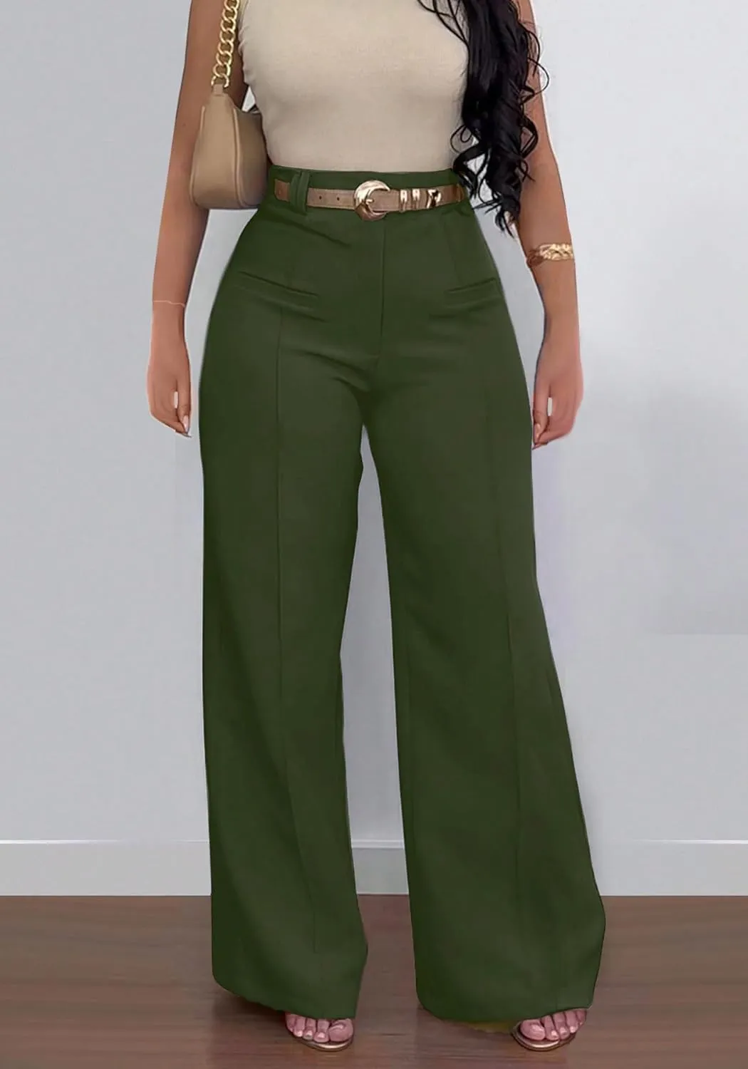 YOOTIKO Womens Wide Leg Dress Pants High Waisted Straight Leg Slacks Business Casual Work Trousers