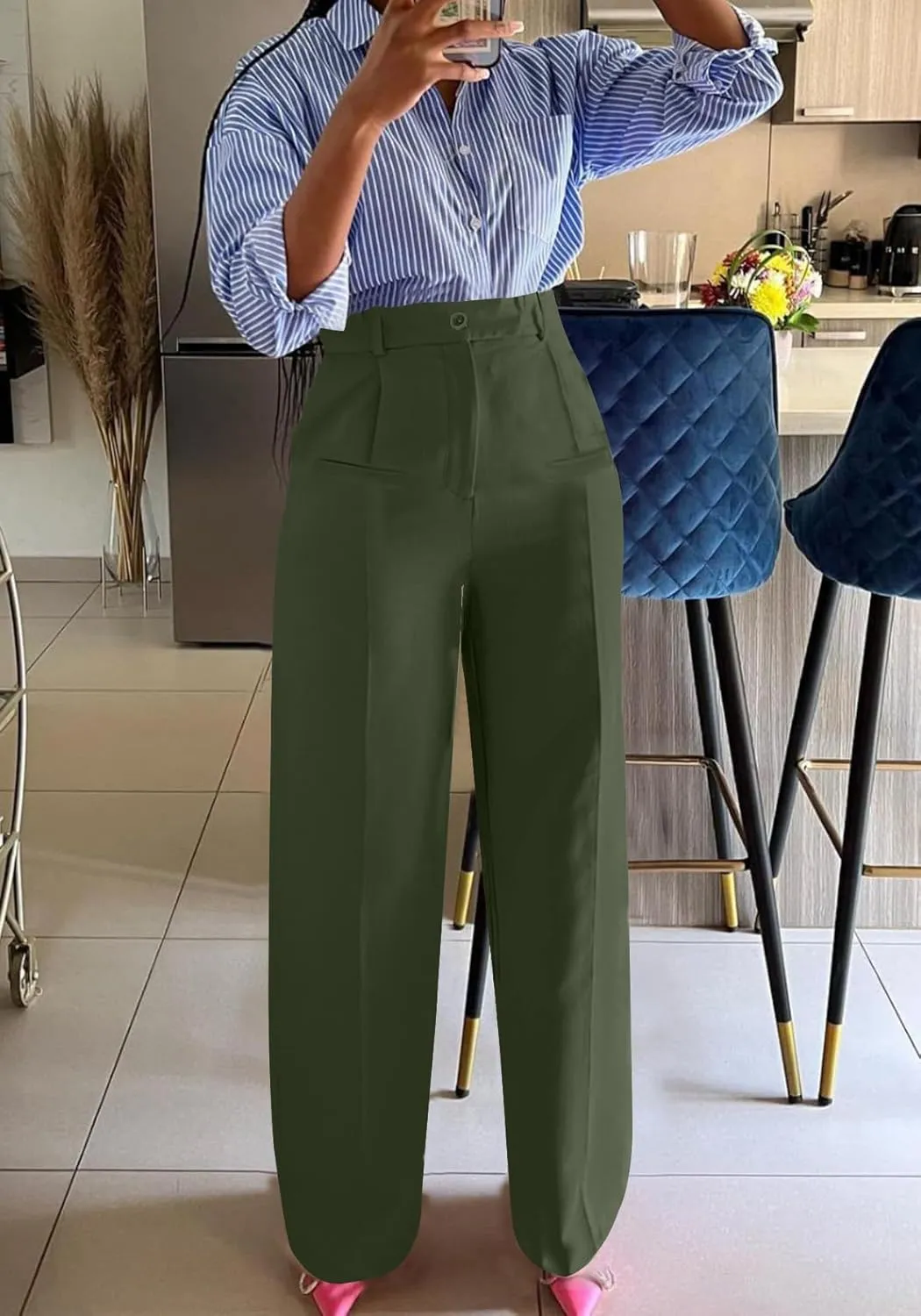 YOOTIKO Womens Wide Leg Dress Pants High Waisted Straight Leg Slacks Business Casual Work Trousers