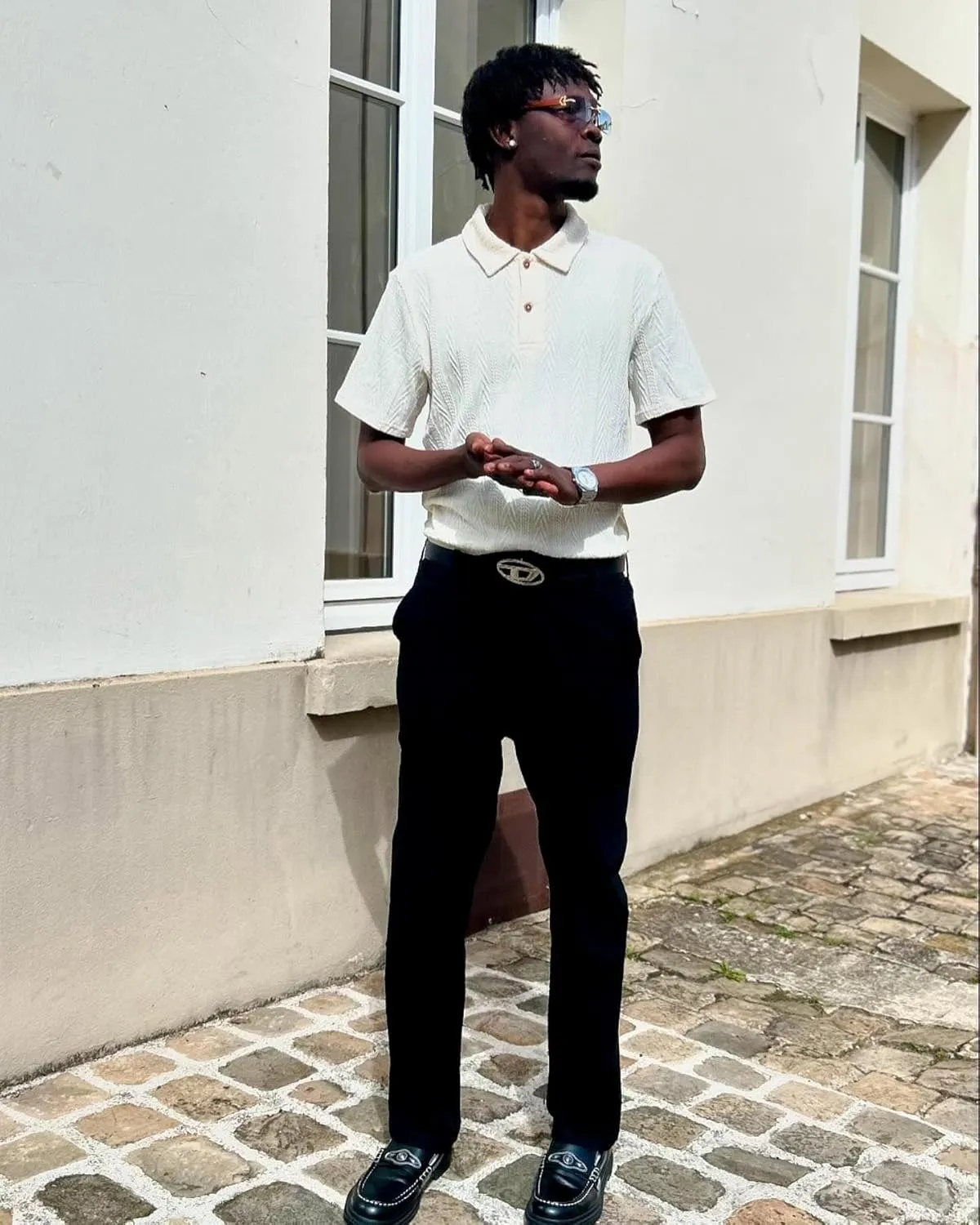 ZAFUL Men's Polo Shirts Textured Short Sleeve Golf Shirt Openwork Casual Cuban Geometric Jacquard T-Shirt