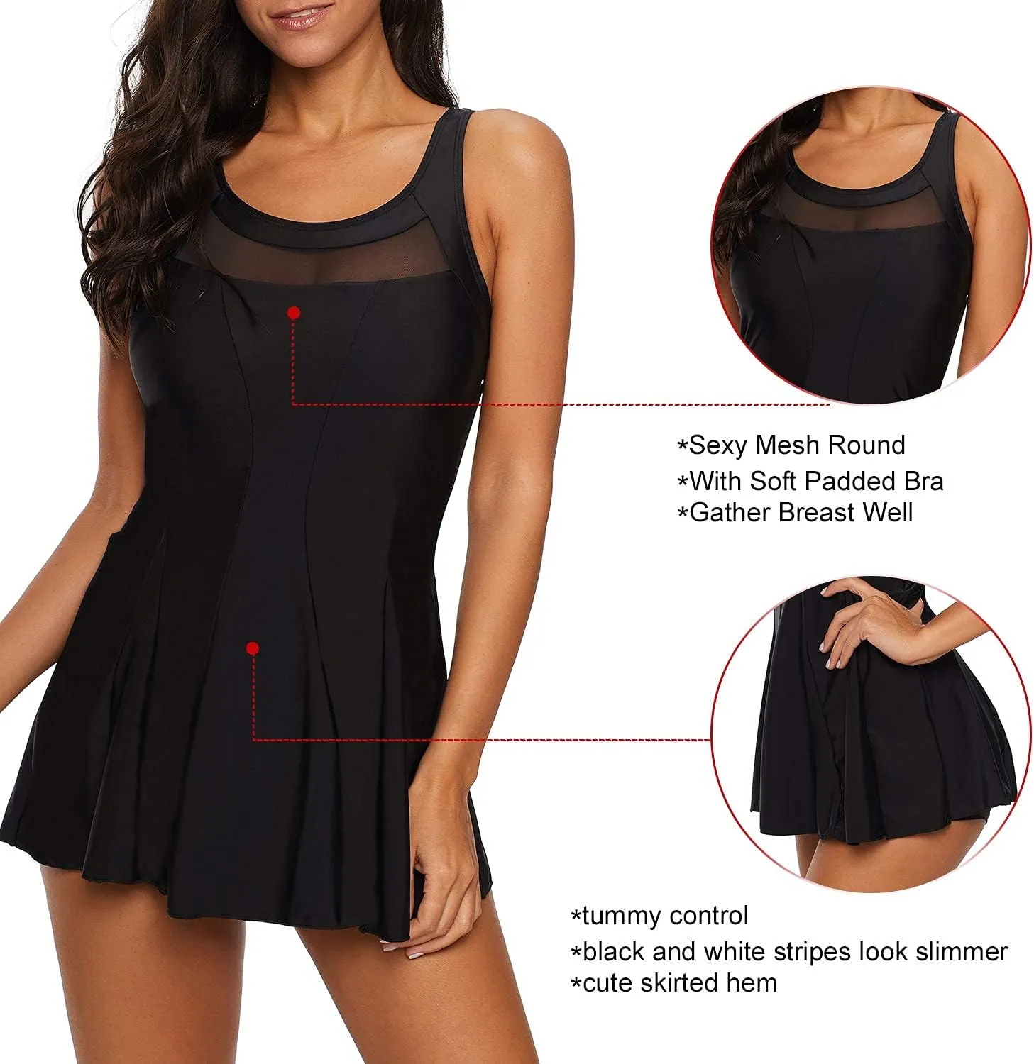 Zando Swim Suits for Women 2025 Swim Dress Womens SwimsuitsBathing Suits Swim Skirt One Piece Swimsuit Tummy Control