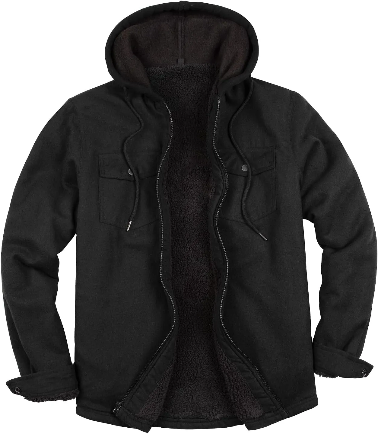 ZENTHACE Men's Sherpa Lined Full Zip Hooded Plaid Shirt Jacket