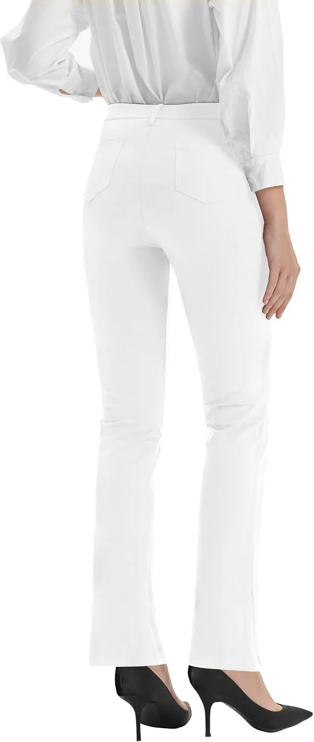 Zeronic Women's Dress Pants Belt Loops Stretchy Work Slacks Business Casual Straight Leg Yoga Bootcut Trousers with Pockets