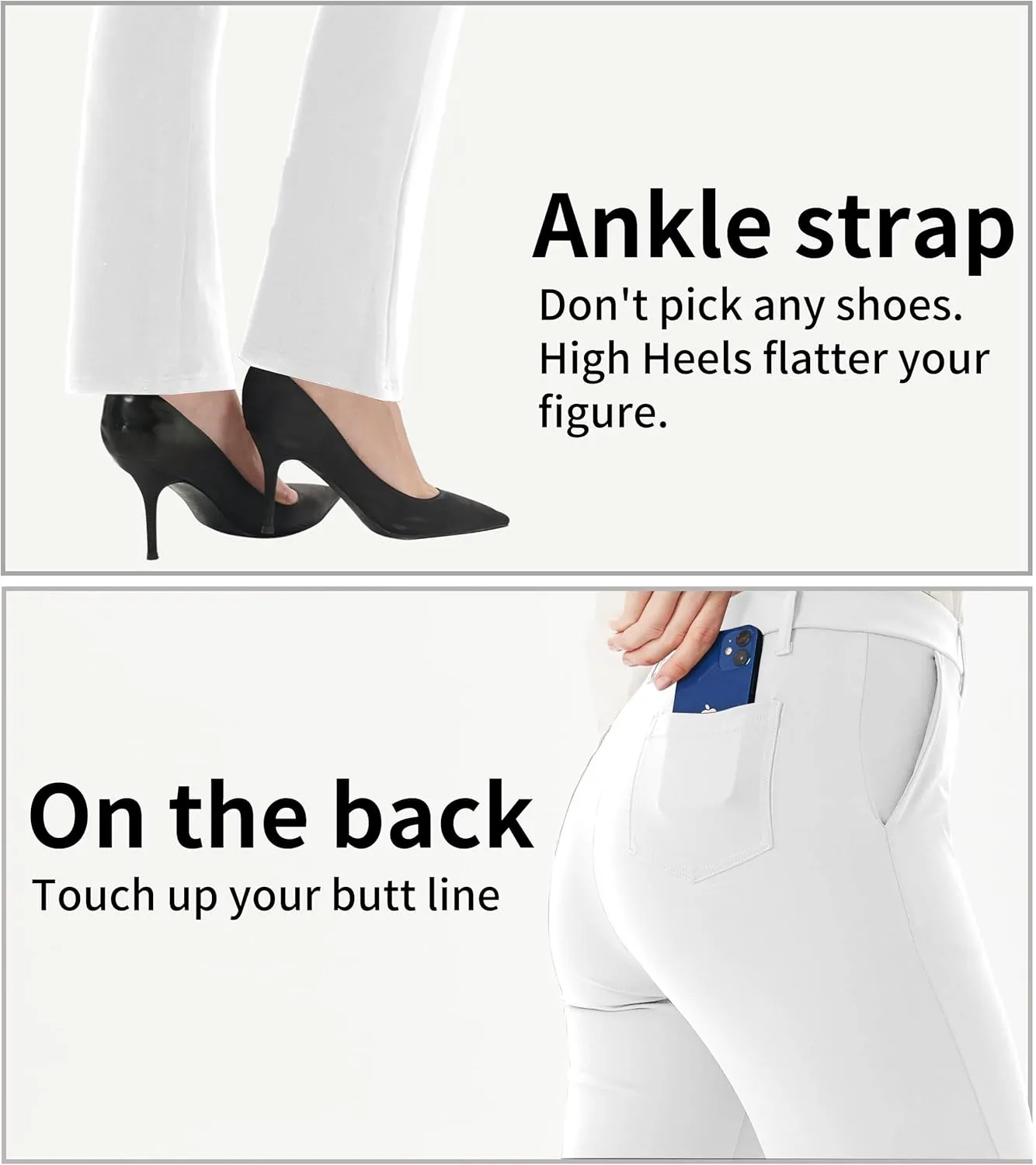 Zeronic Women's Dress Pants Belt Loops Stretchy Work Slacks Business Casual Straight Leg Yoga Bootcut Trousers with Pockets