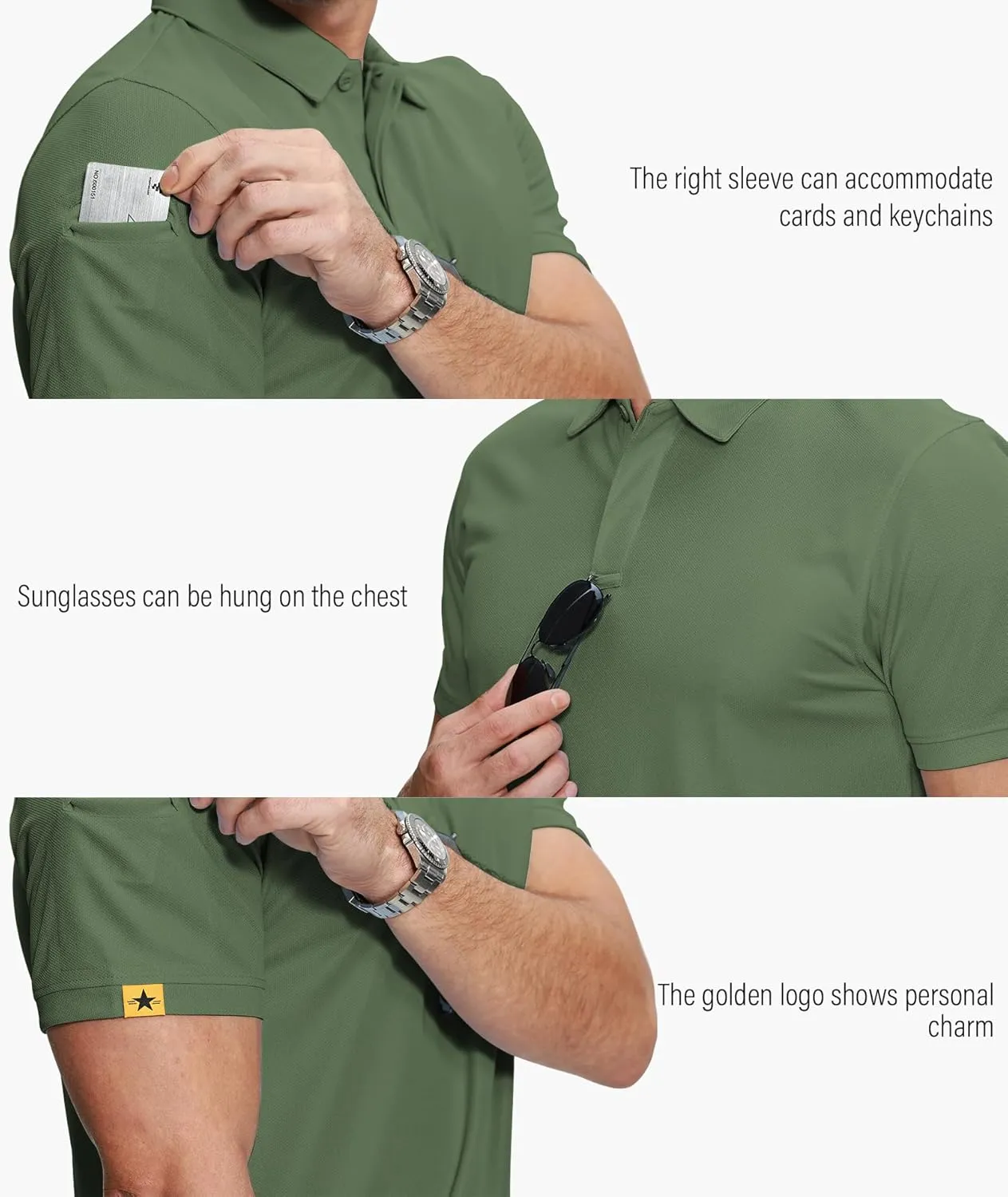 ZITY 5 Pack Mens Polo Shirt Short Sleeve Sports Golf Tennis T-Shirt Moisture-Wicking Summer Shirts