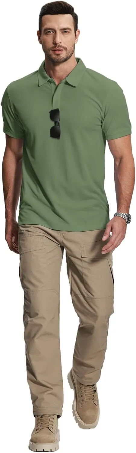 ZITY Mens 2 Pack Polo Shirts Short Sleeve Performance Sports Golf Shirt for Men Tactical Shirt