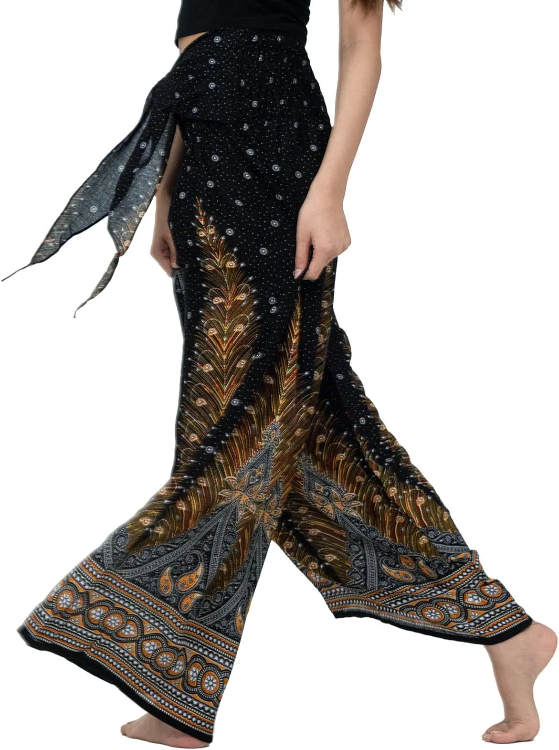 ZYXTIM Novelty African Print Wide Leg Lounge Pants for Women,Loose Fit Boho Hippie Summer Casual Pants with Pocket